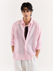 Pink Linen Cropped Shirt